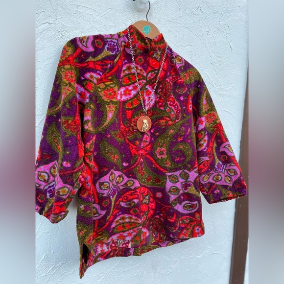 Vintage 60’s Flower Child Groovy Tunic Blouse/ Vintage Boho Hippie Paisley Top - Picture 4 of 13